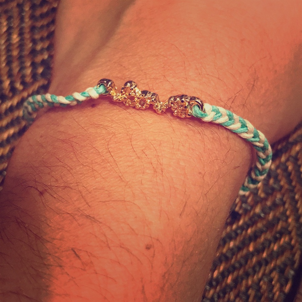 NEW Anthropologie LOVE blue gold string bracelet
